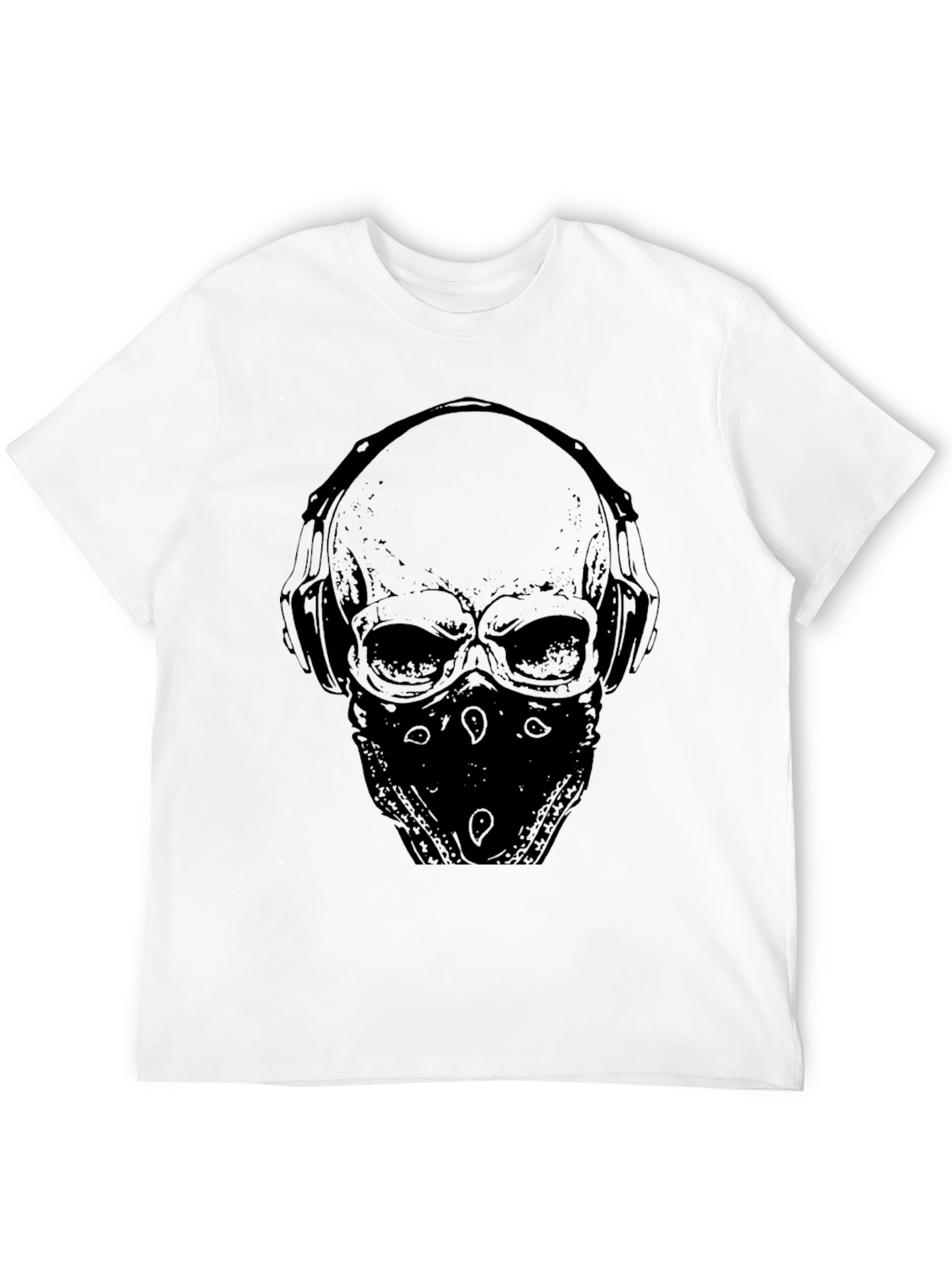 Skull with Headphones Graphic T-Shirt - Mens Black Tee