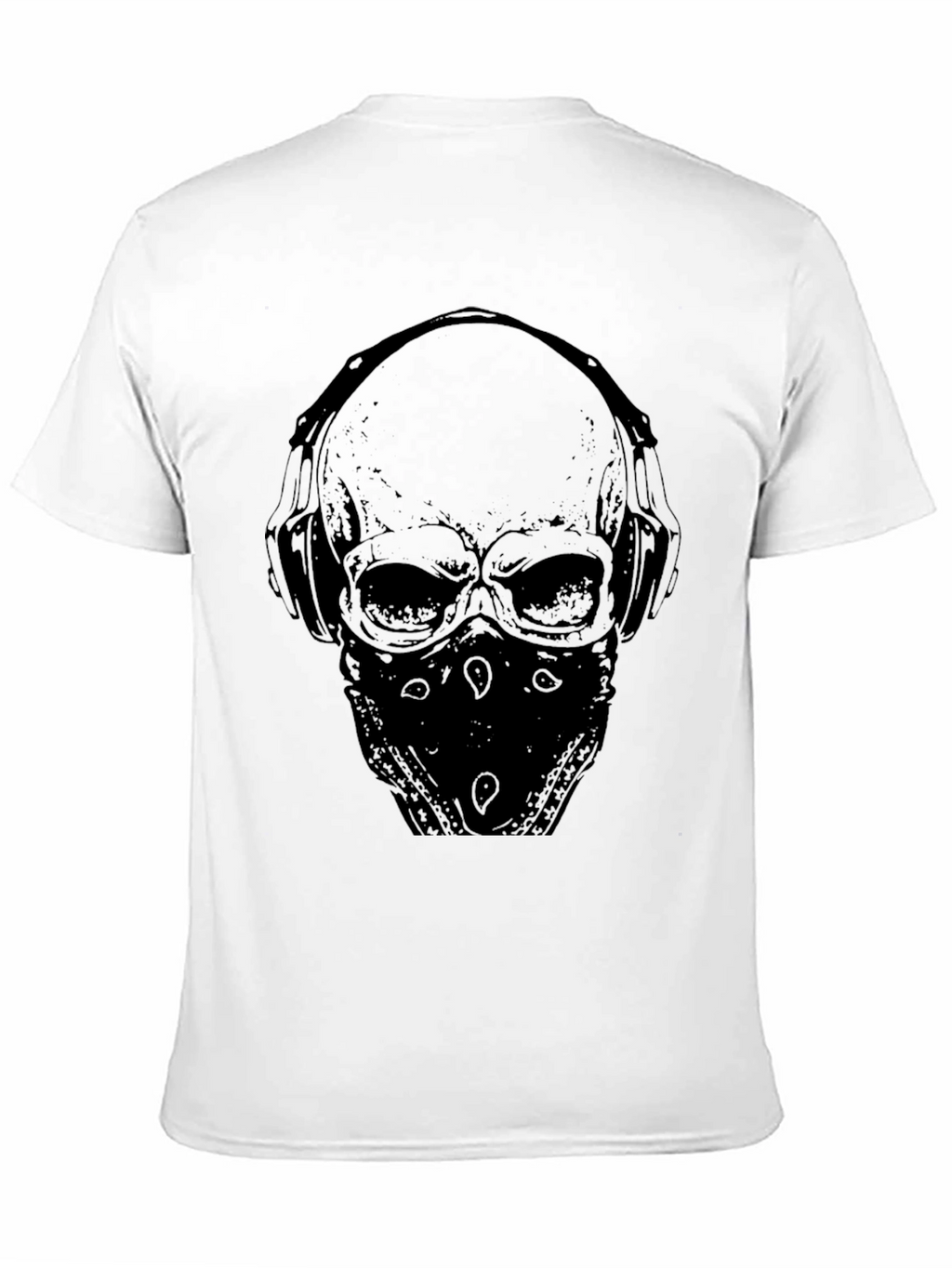Skull with Headphones Graphic T-Shirt - Mens Black Tee