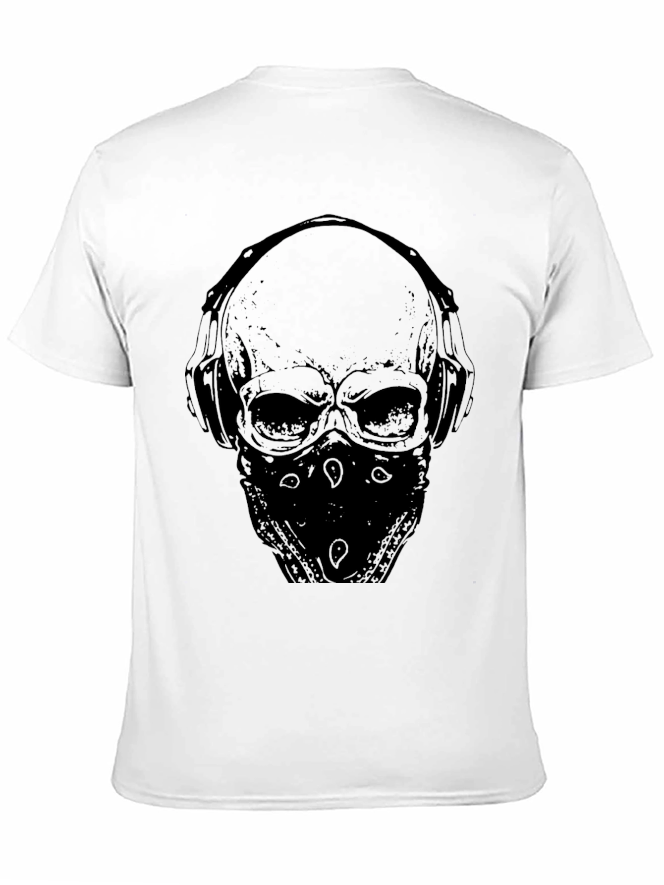 Skull with Headphones Graphic T-Shirt - Mens Black Tee