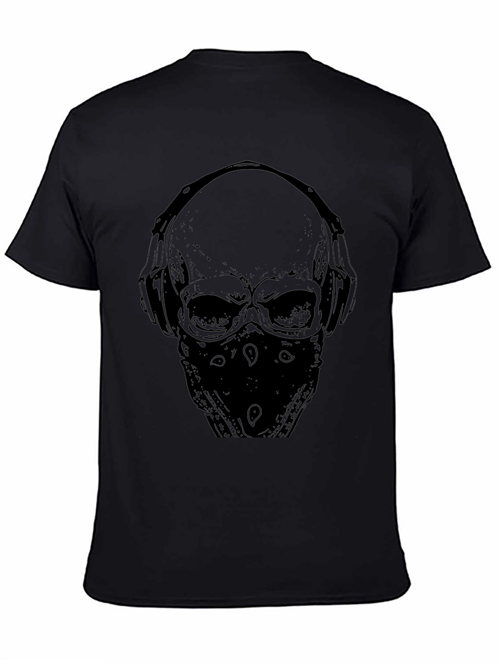 Skull with Headphones Graphic T-Shirt - Mens Black Tee