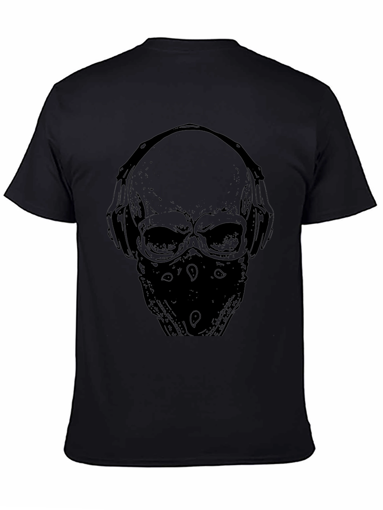 Skull with Headphones Graphic T-Shirt - Mens Black Tee
