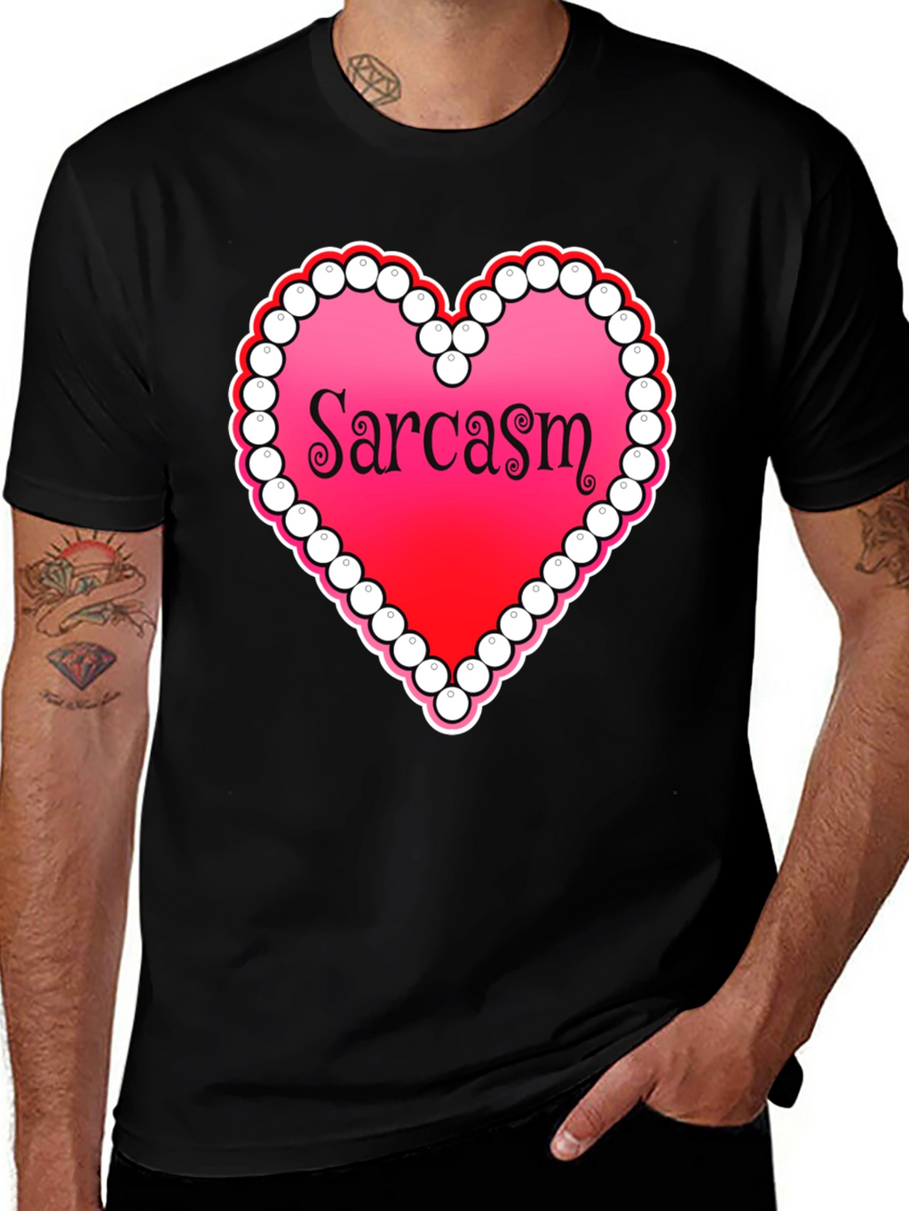 Sarcasm Heart Graphic Tee - Casual Statement Shirt