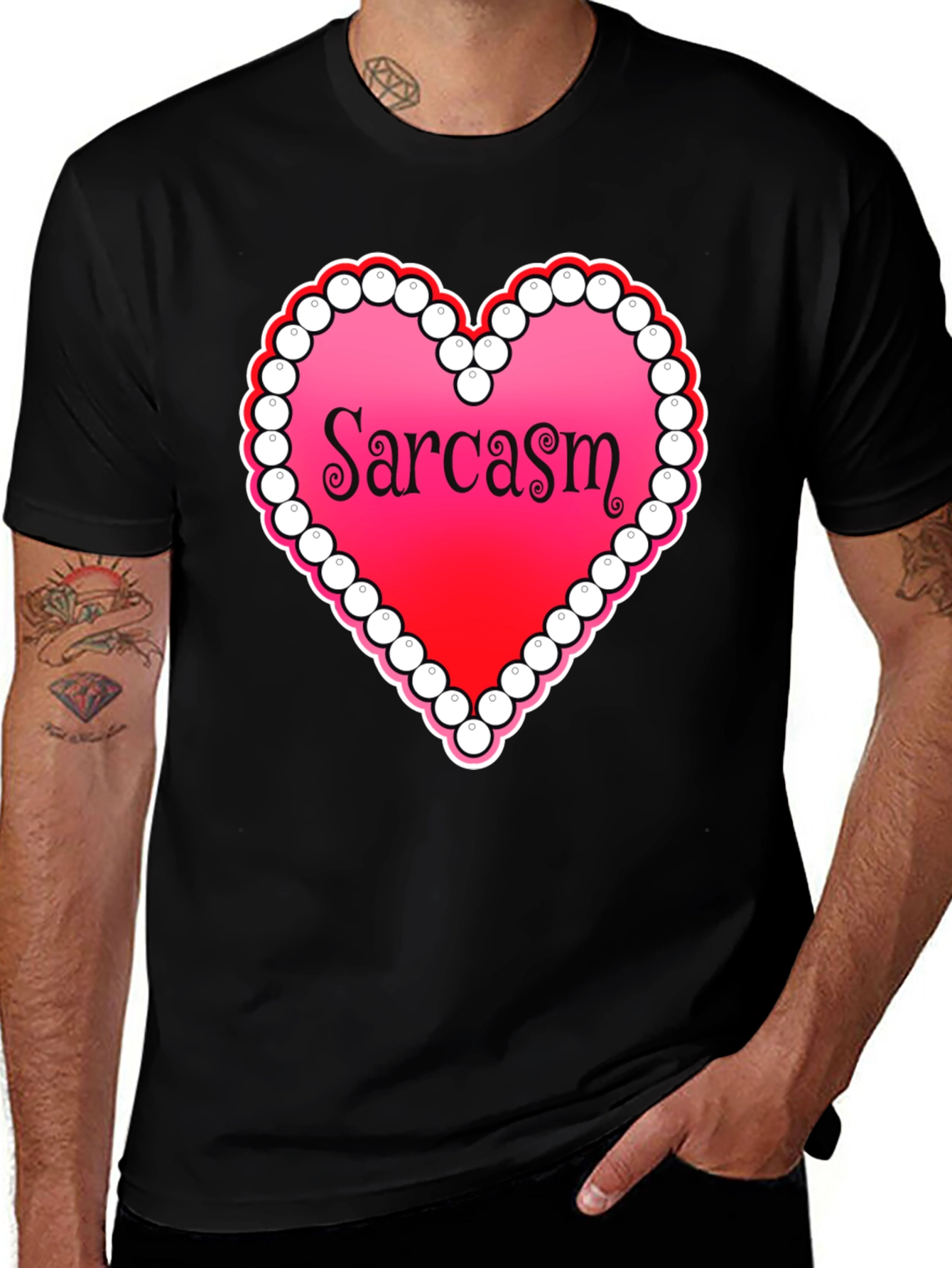 Sarcasm Heart Graphic Tee - Casual Statement Shirt