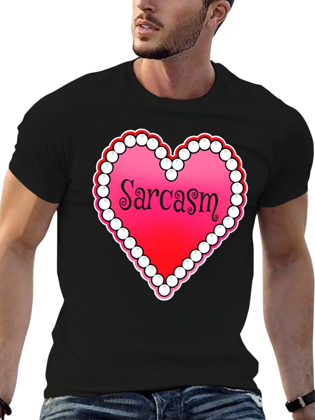Sarcasm Heart Graphic Tee - Casual Statement Shirt