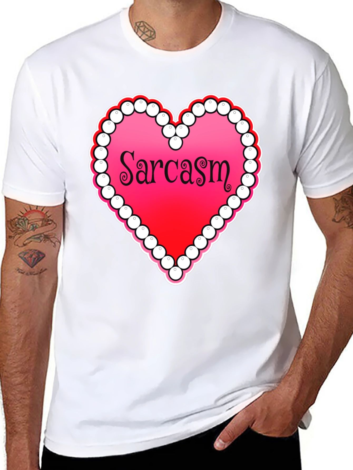 Sarcasm Heart Graphic Tee - Casual Statement Shirt