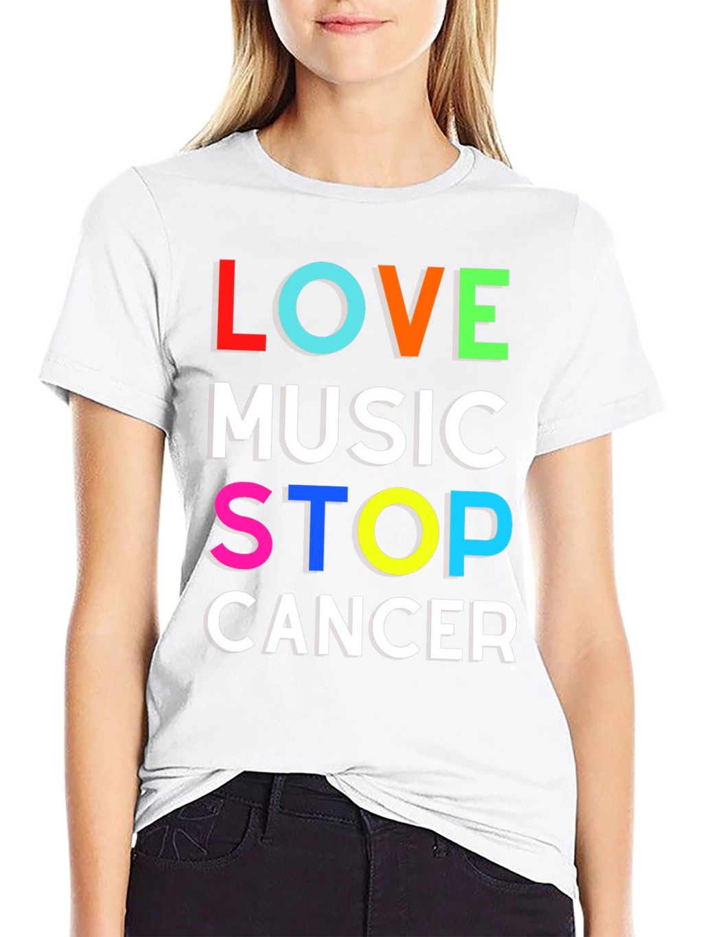 Love Music Stop Cancer Graphic T-Shirt