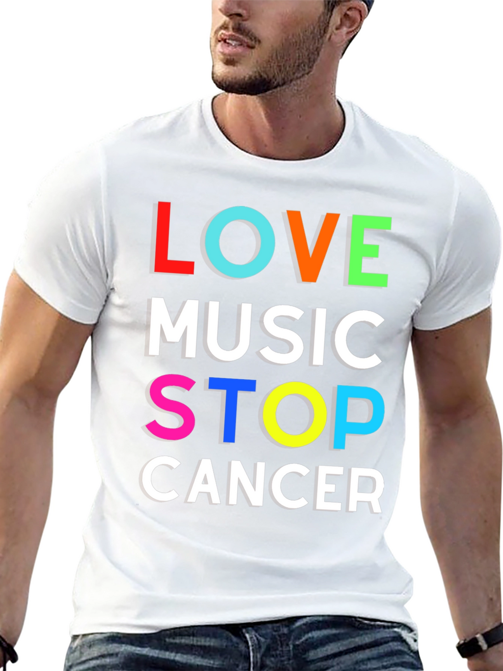 Love Music Stop Cancer Graphic T-Shirt