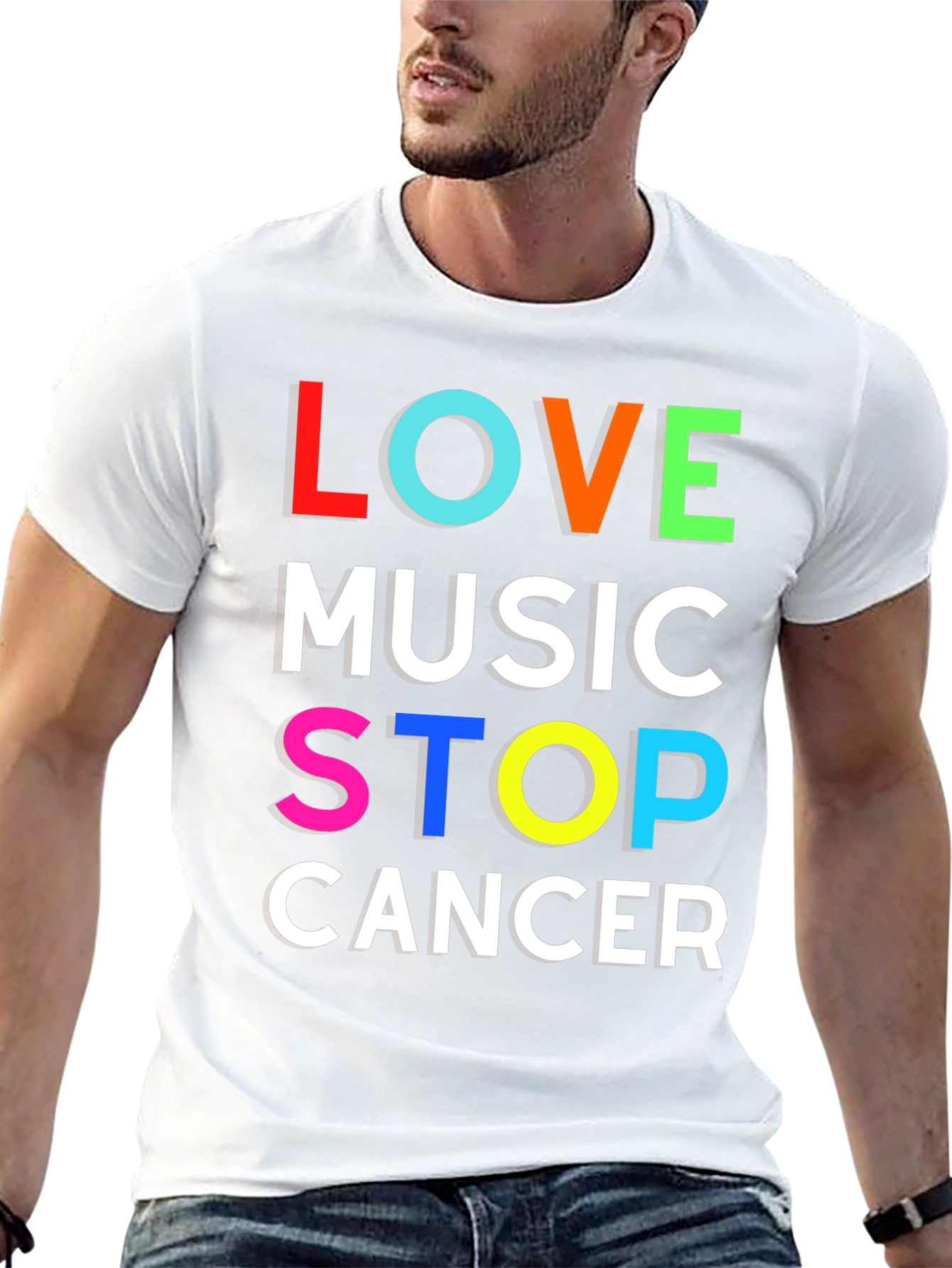 Love Music Stop Cancer Graphic T-Shirt