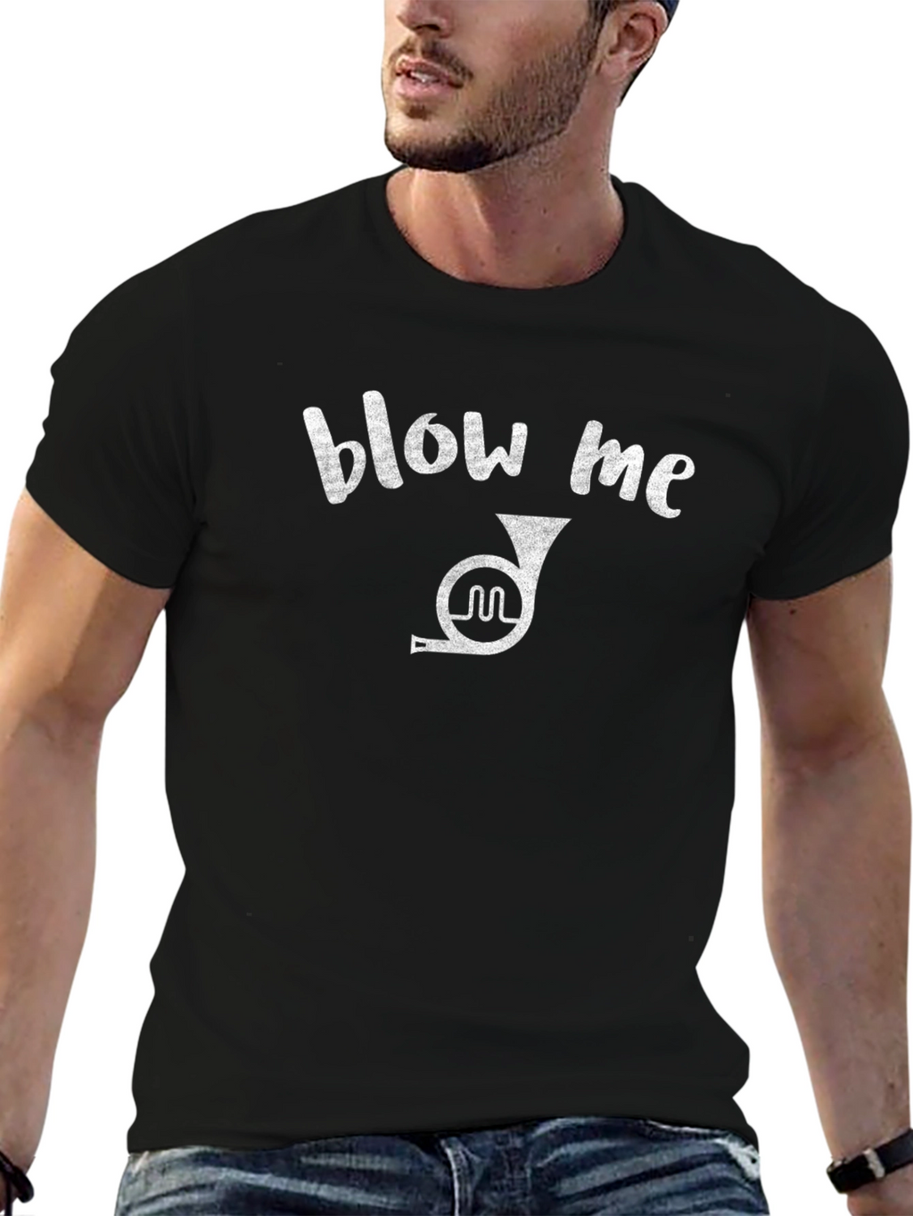 Blow Me French Horn Black T-Shirt