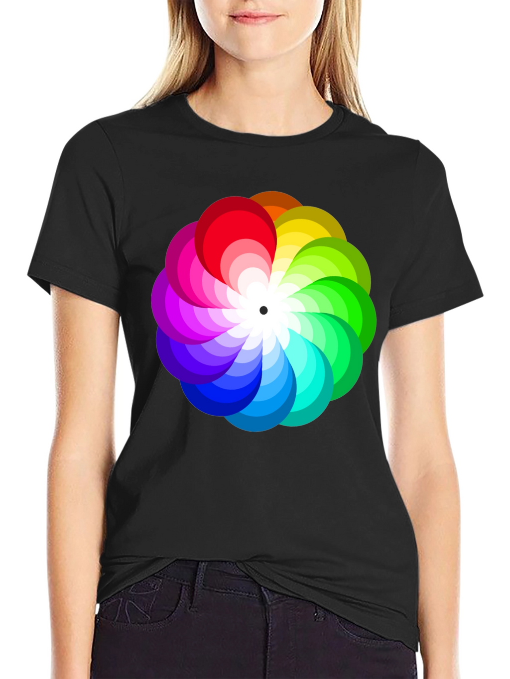 Vibrant Rainbow Flower Graphic T-Shirt - Stylish Mens Tee