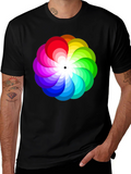 Vibrant Rainbow Flower Graphic T-Shirt - Stylish Mens Tee