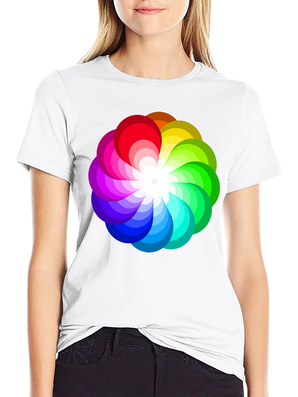 Vibrant Rainbow Flower Graphic T-Shirt - Stylish Mens Tee