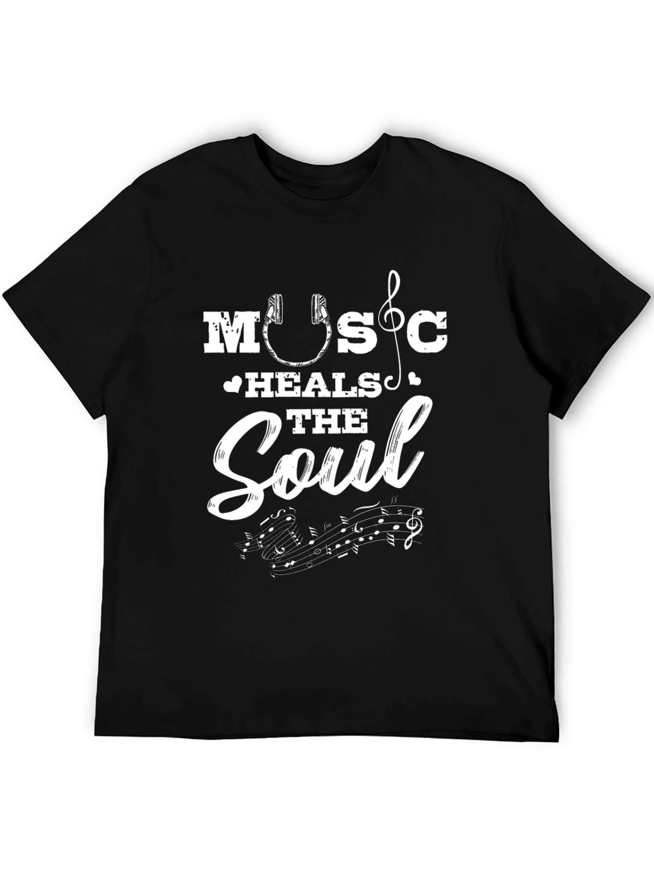 Music Heals the Soul Graphic Tee - Stylish Black T-Shirt