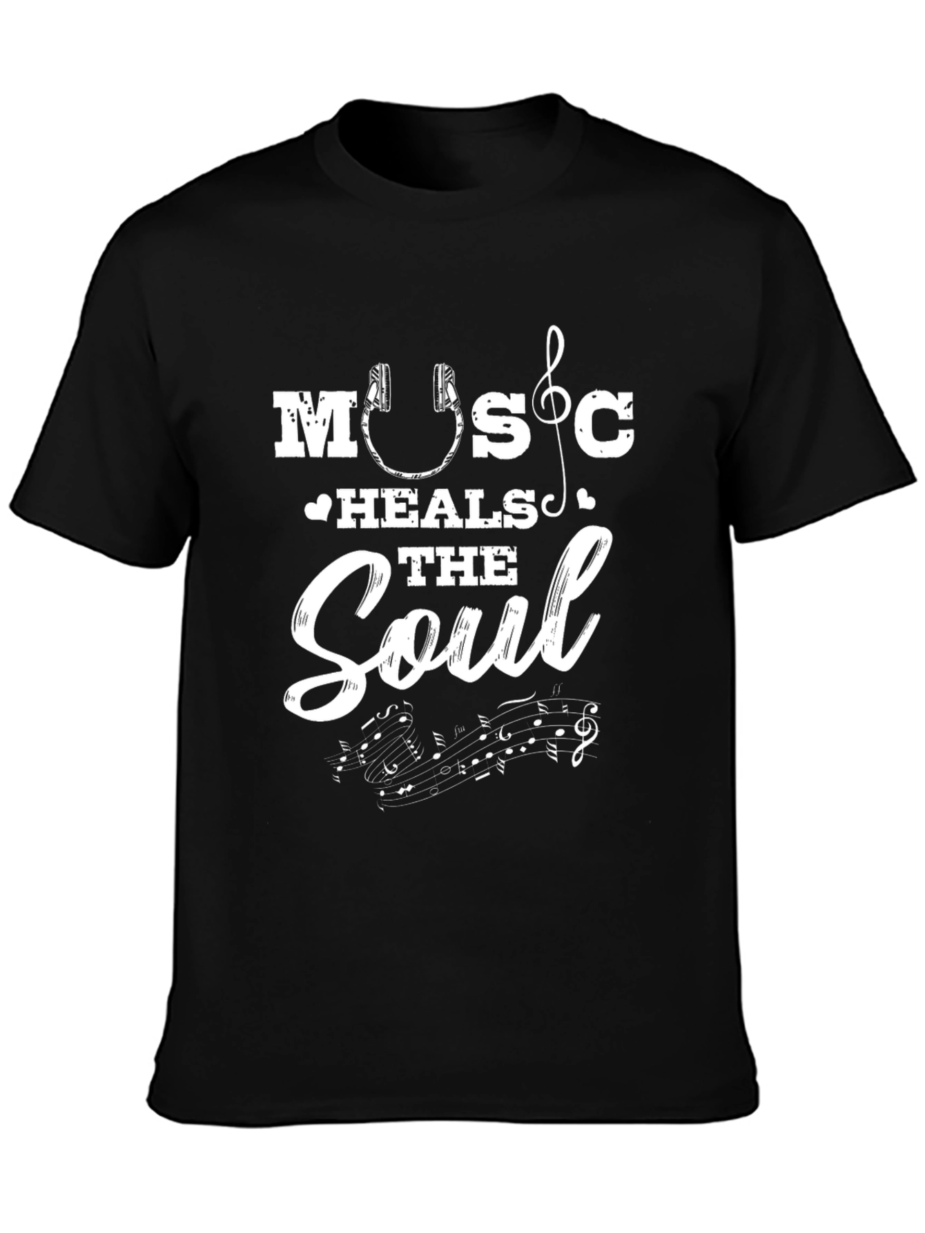 Music Heals the Soul Graphic Tee - Stylish Black T-Shirt