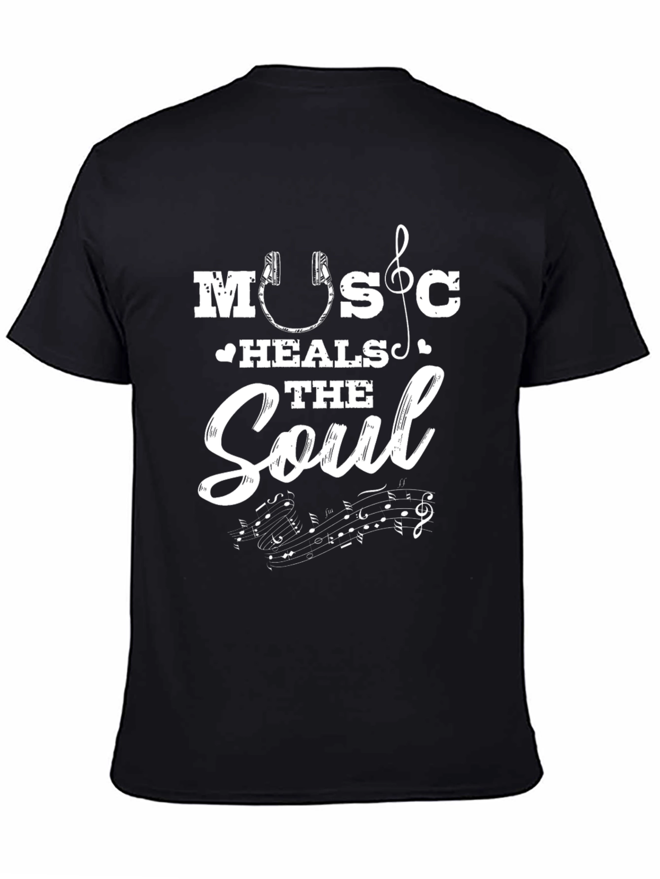 Music Heals the Soul Graphic Tee - Stylish Black T-Shirt