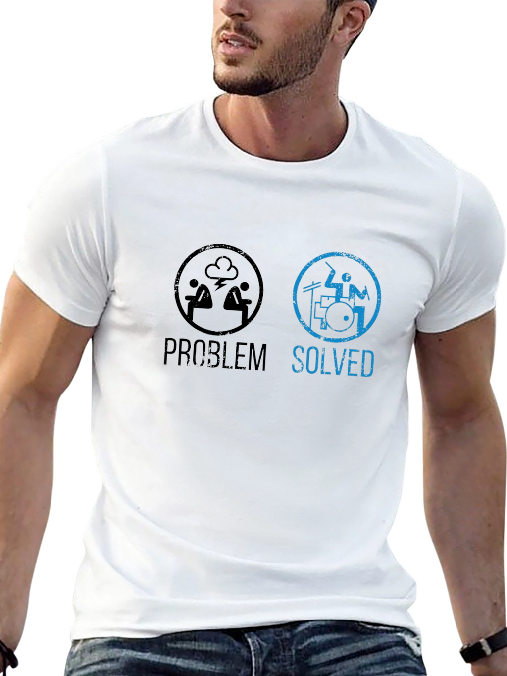 Problem Solved Drummer T-Shirt - Music Lover Tee