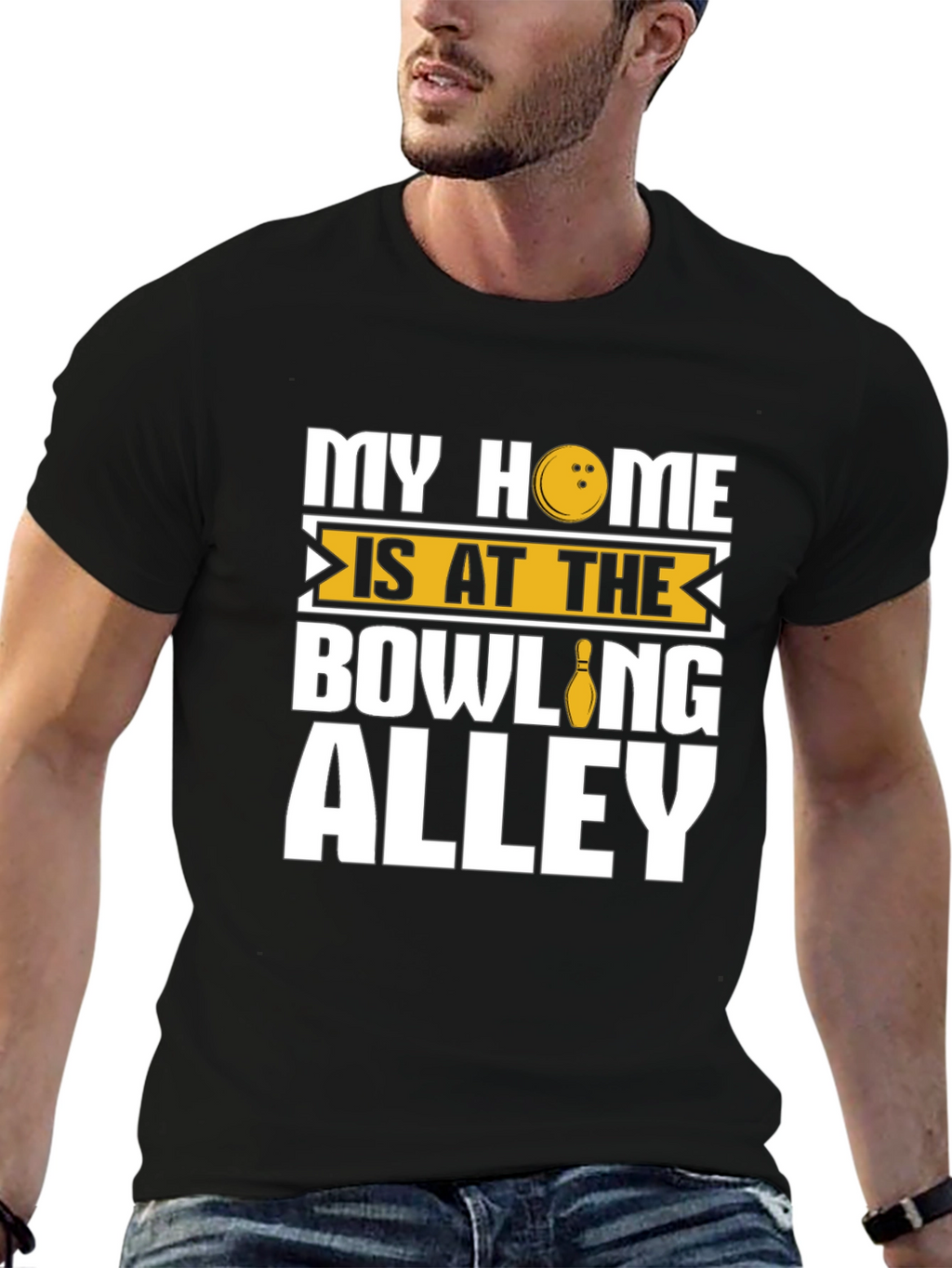 Bowling Alley Home Black Graphic T-Shirt