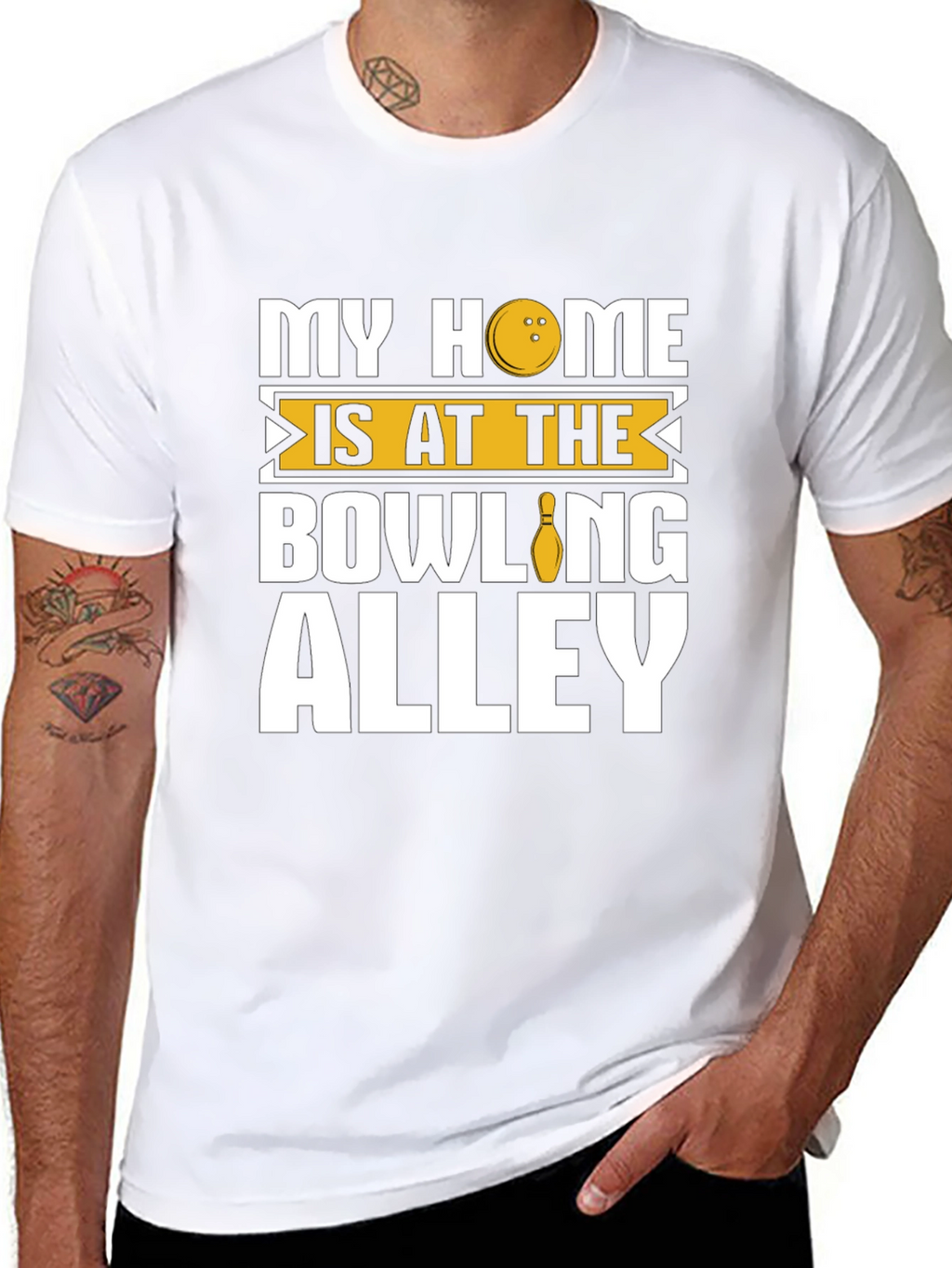 Bowling Alley Home Black Graphic T-Shirt