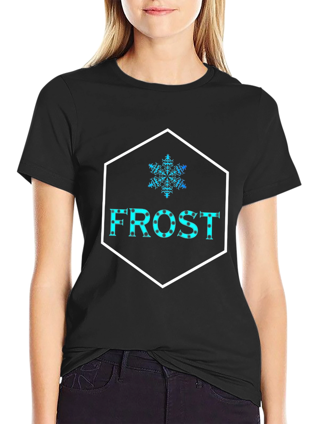 Frost Snowflake Graphic Black T-Shirt