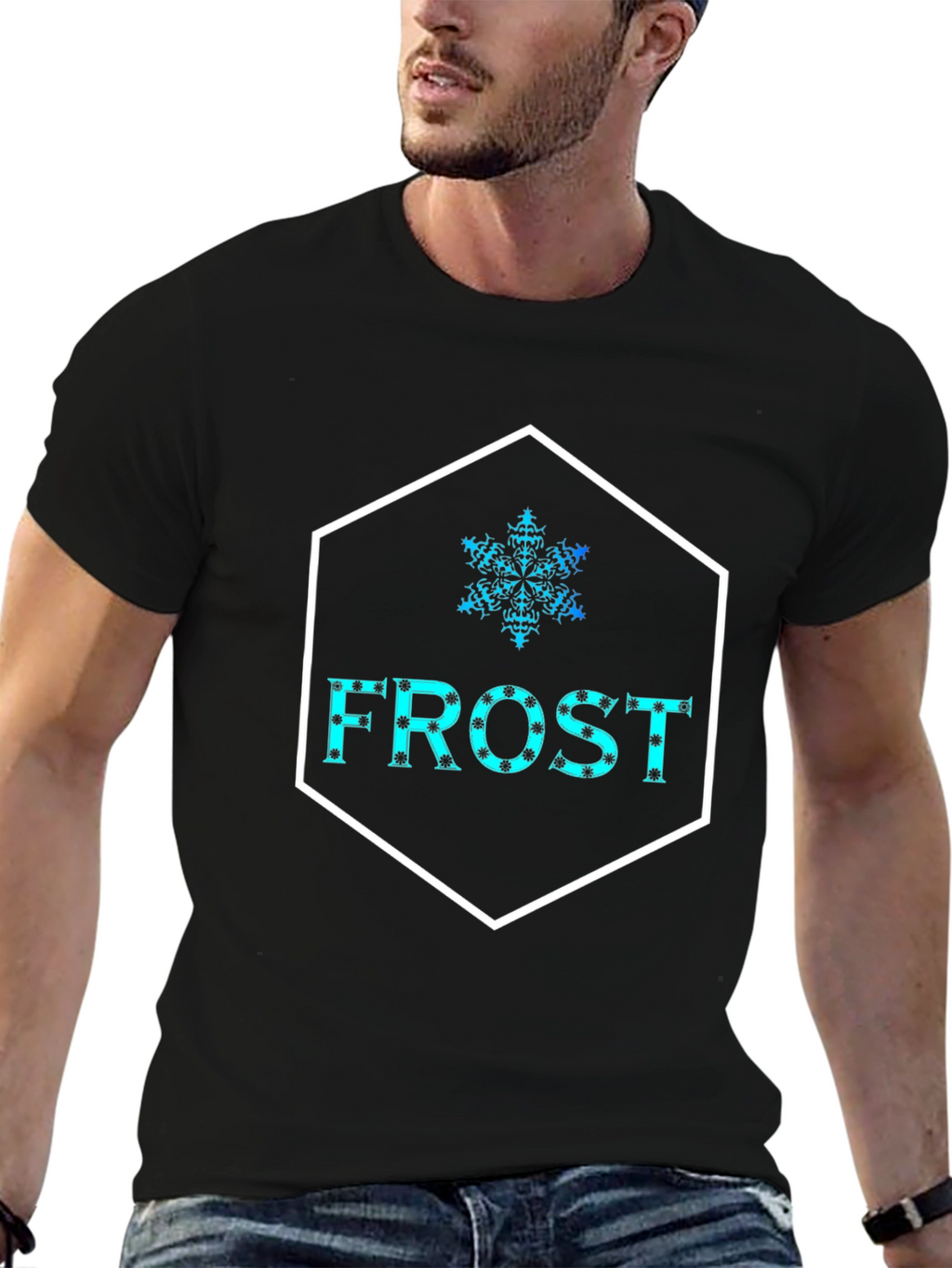 Frost Snowflake Graphic Black T-Shirt