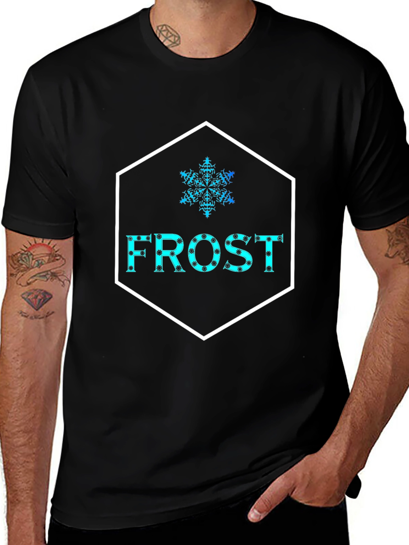 Frost Snowflake Graphic Black T-Shirt