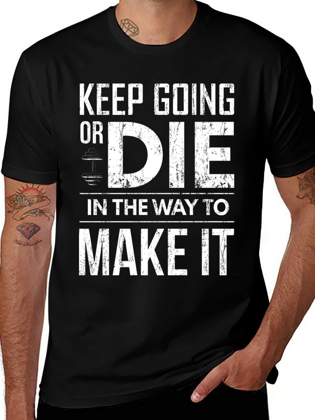 Keep Going Motivational Black T-Shirt