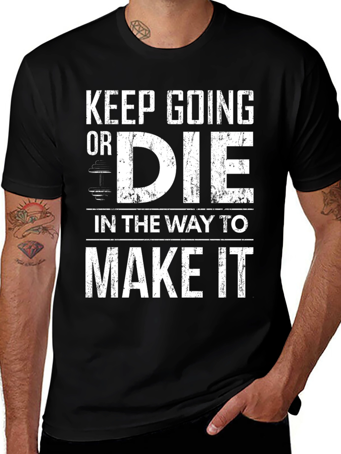 Keep Going Motivational Black T-Shirt