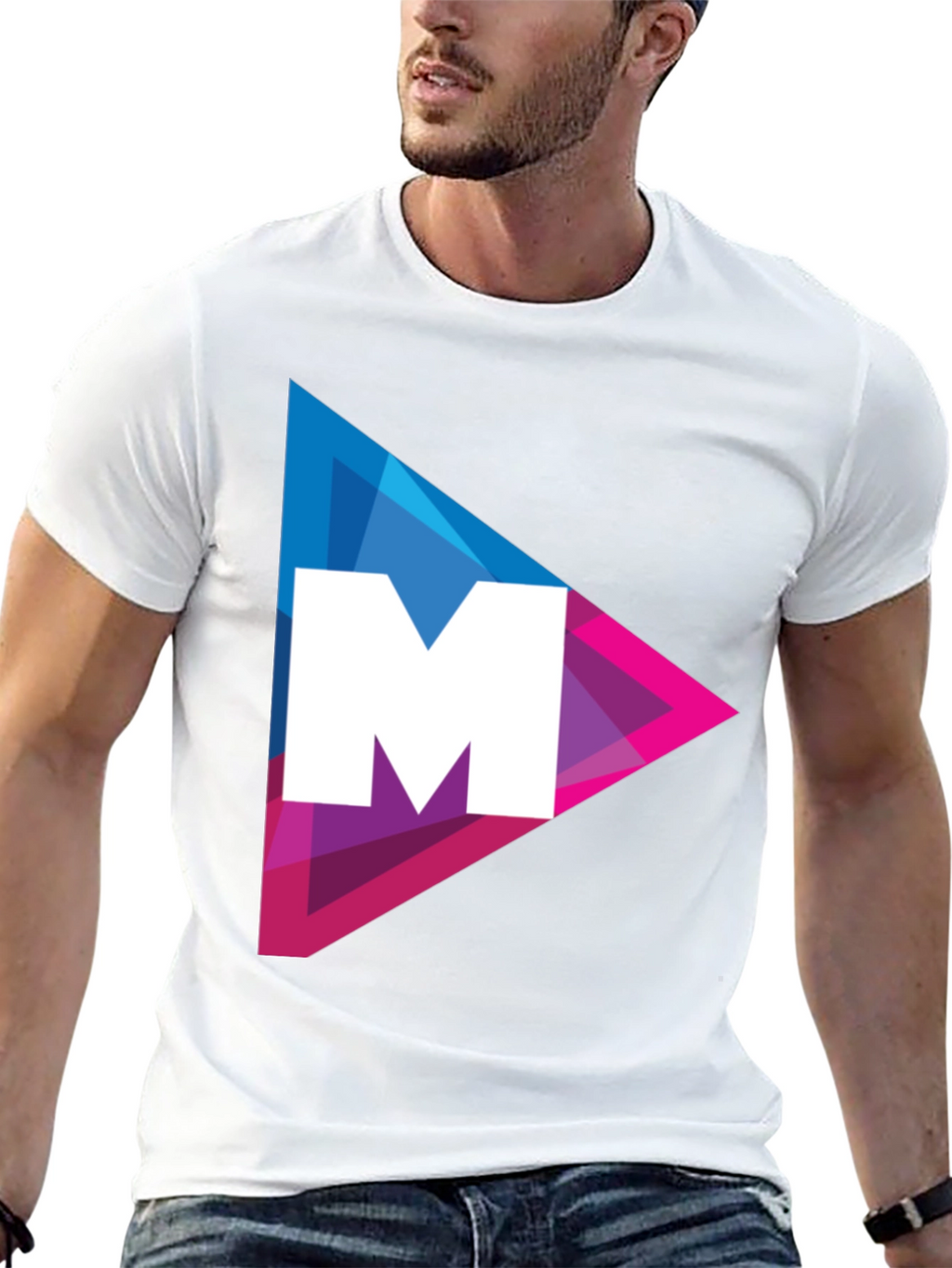 Modern Triangle M Graphic Tee - Black Cotton Shirt