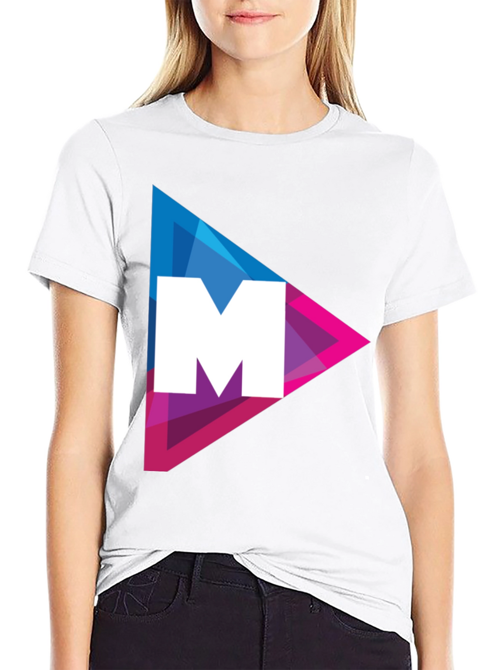 Modern Triangle M Graphic Tee - Black Cotton Shirt