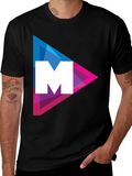 Modern Triangle M Graphic Tee - Black Cotton Shirt