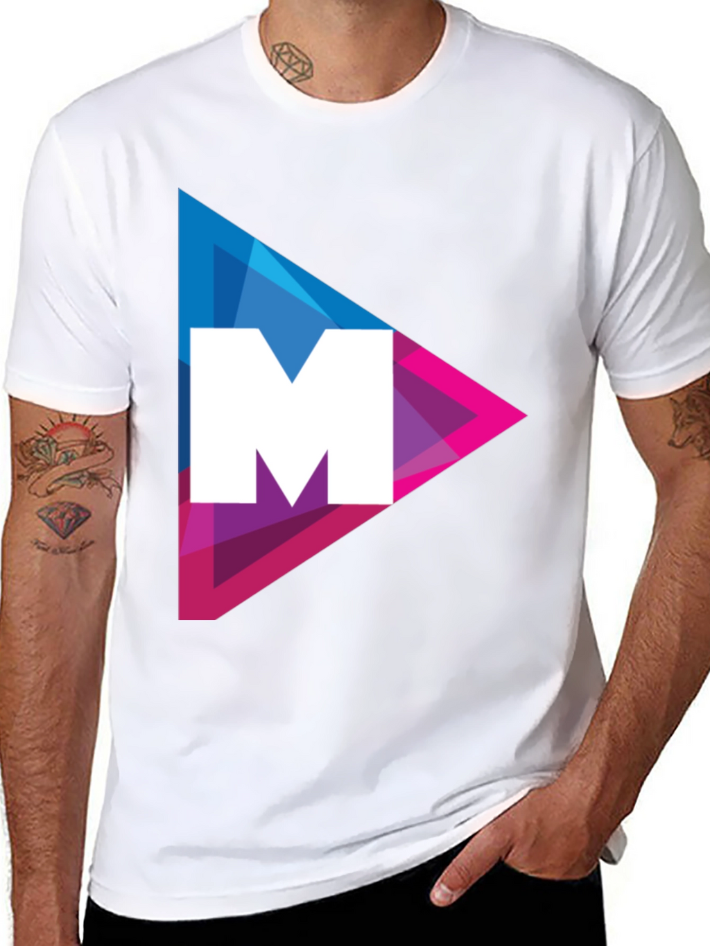 Modern Triangle M Graphic Tee - Black Cotton Shirt