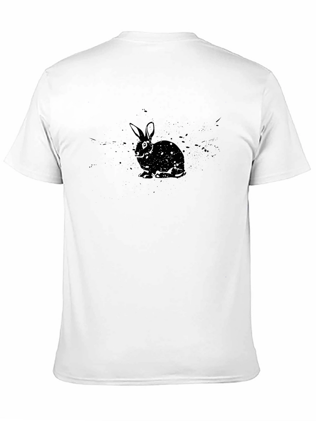 Rabbit Graphic Print T-Shirt - Casual Black Tee
