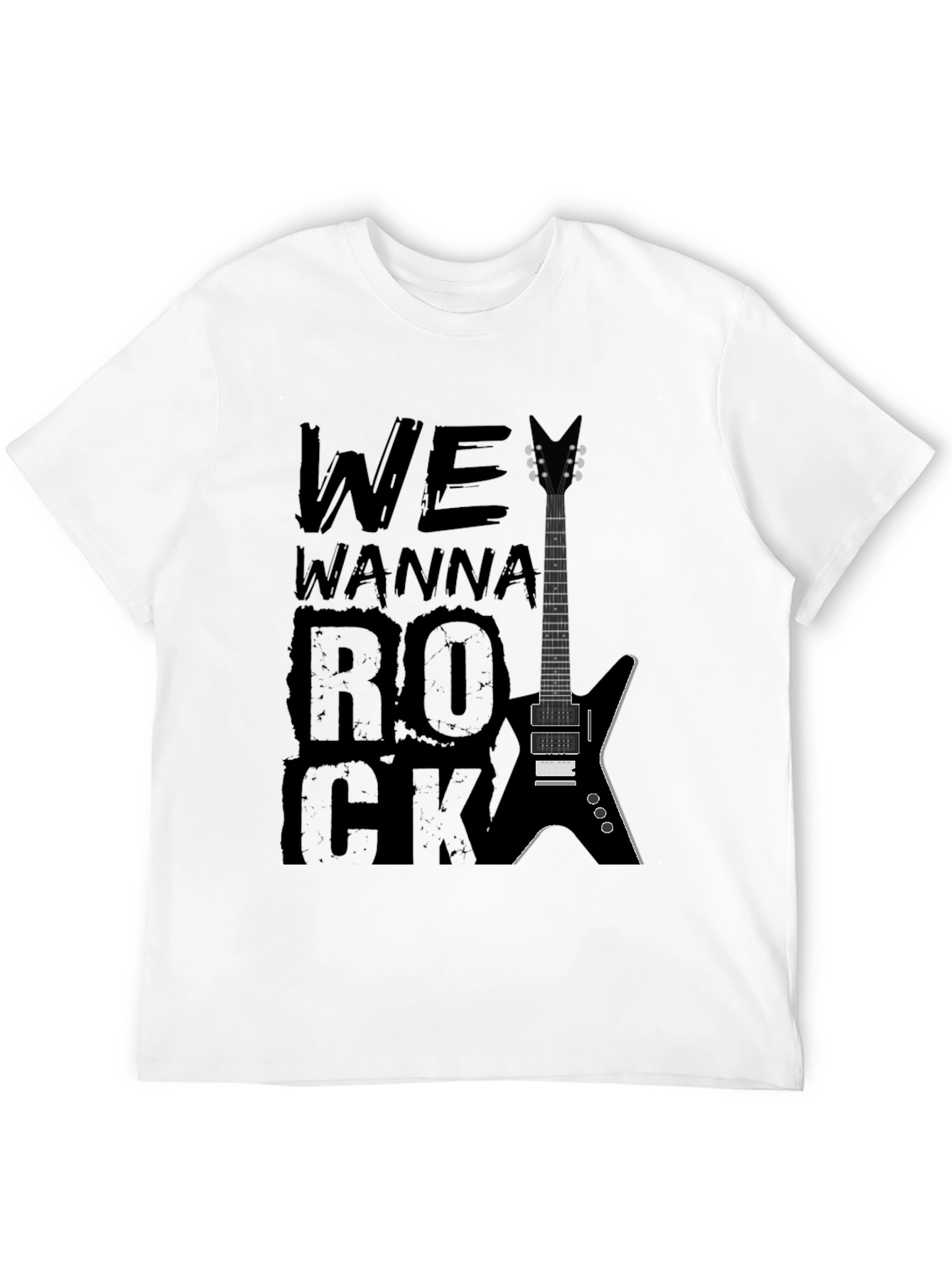 We Wanna Rock Guitar Graphic T-Shirt - Black