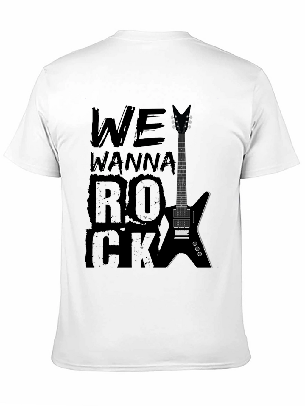 We Wanna Rock Guitar Graphic T-Shirt - Black