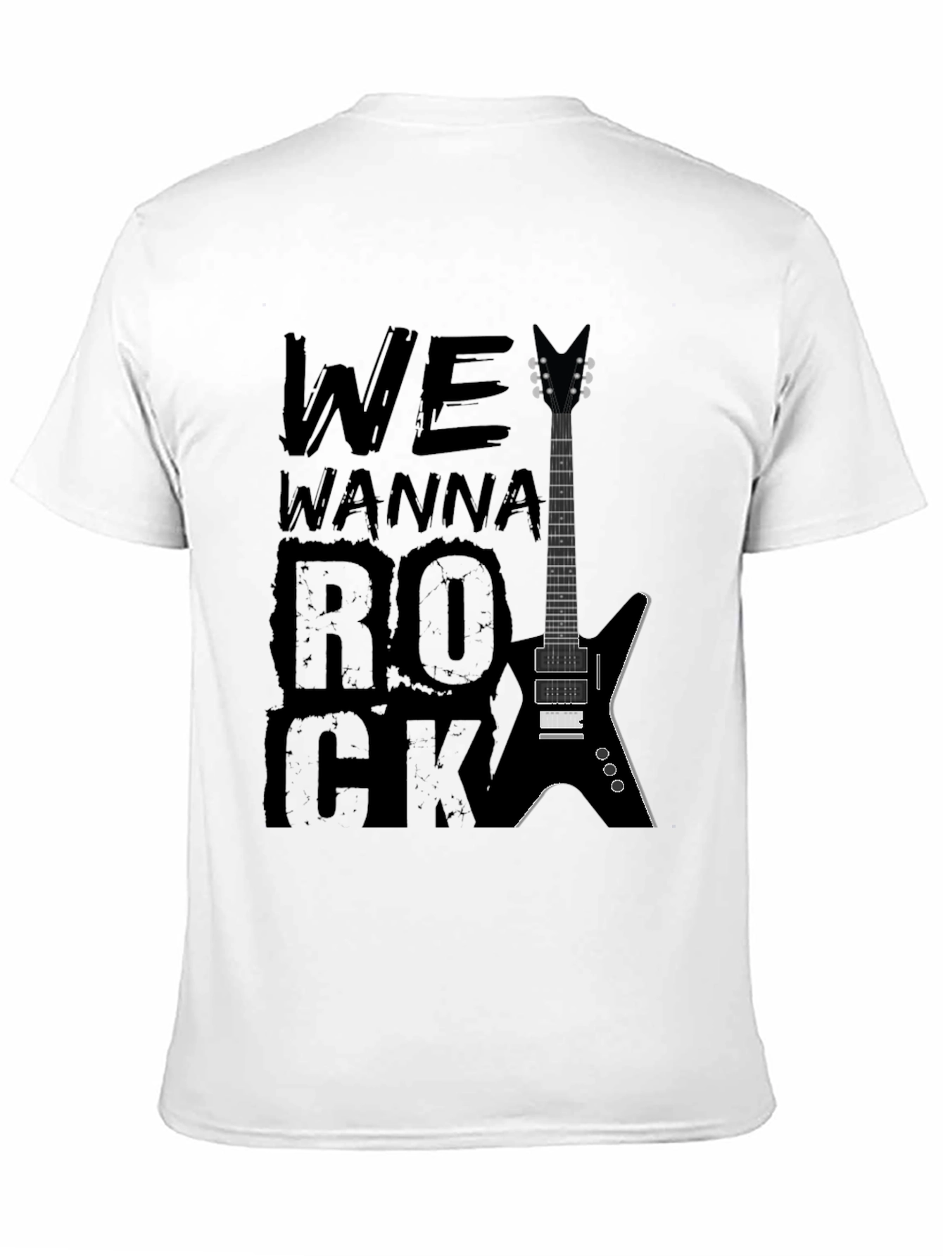 We Wanna Rock Guitar Graphic T-Shirt - Black