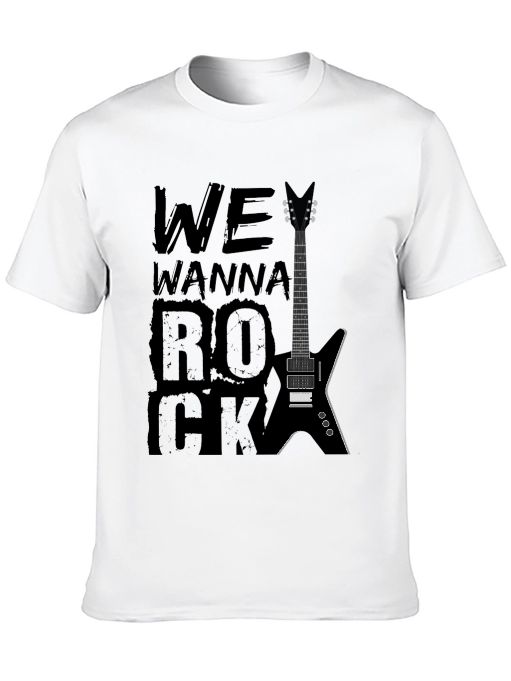 We Wanna Rock Guitar Graphic T-Shirt - Black