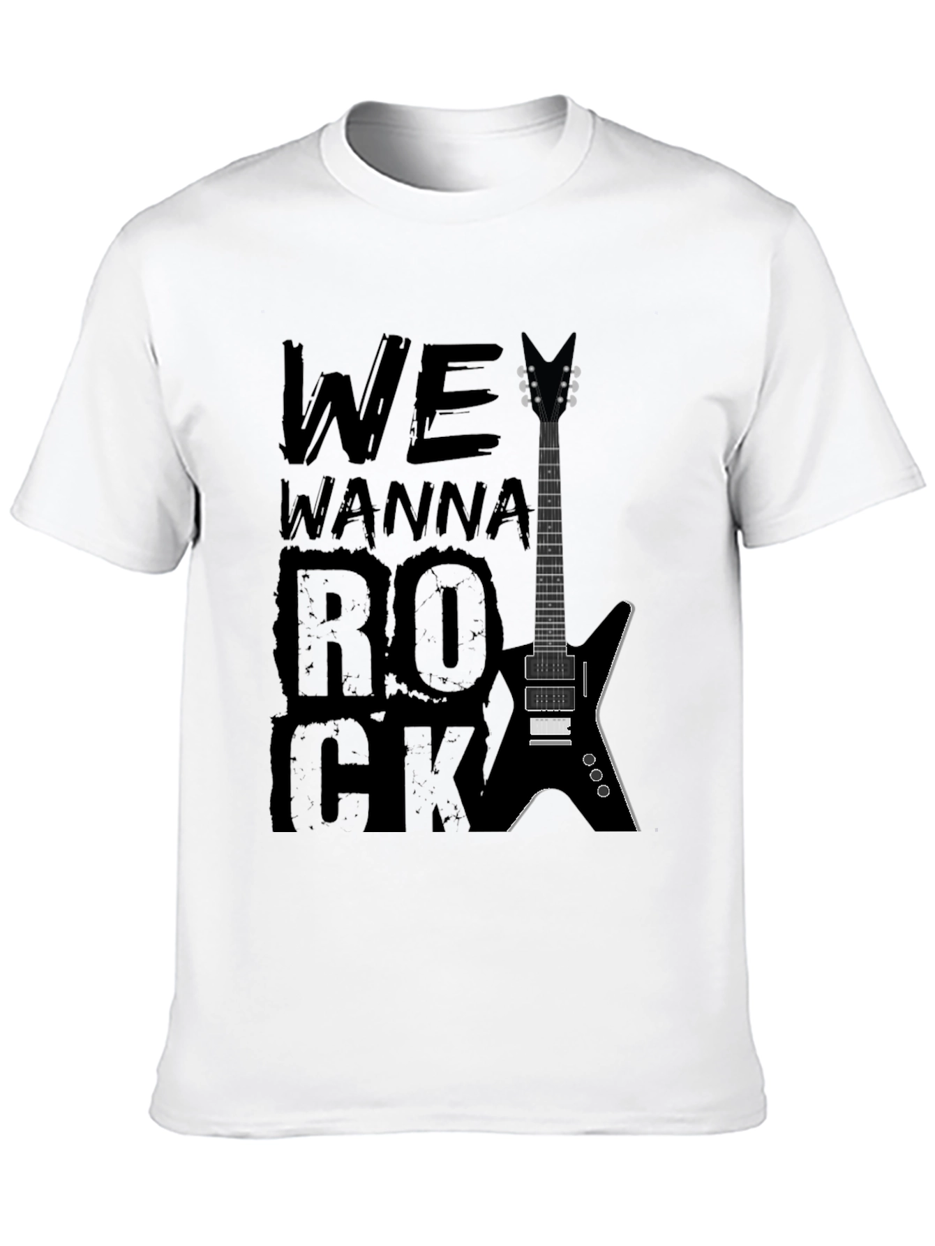 We Wanna Rock Guitar Graphic T-Shirt - Black