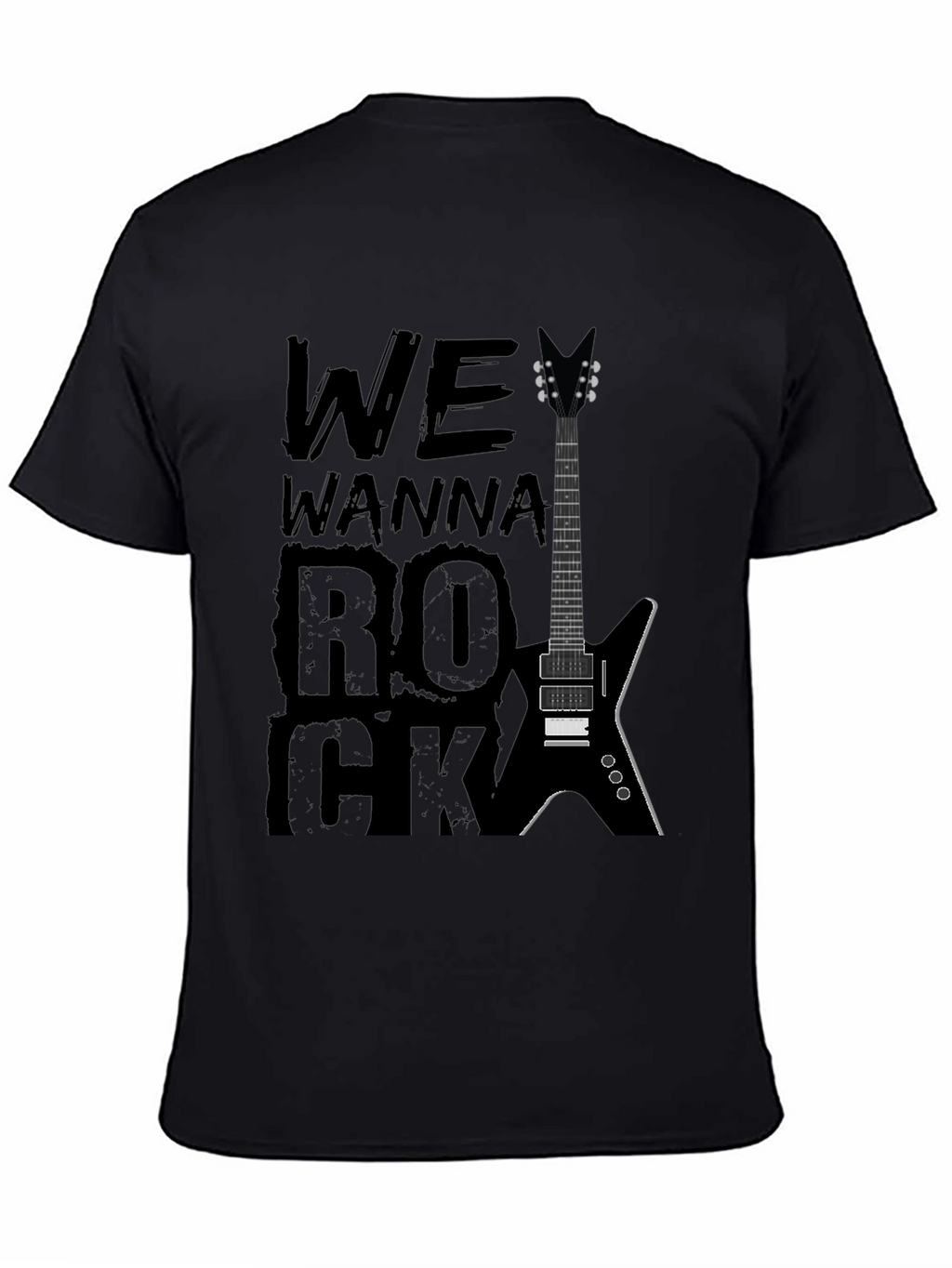 We Wanna Rock Guitar Graphic T-Shirt - Black