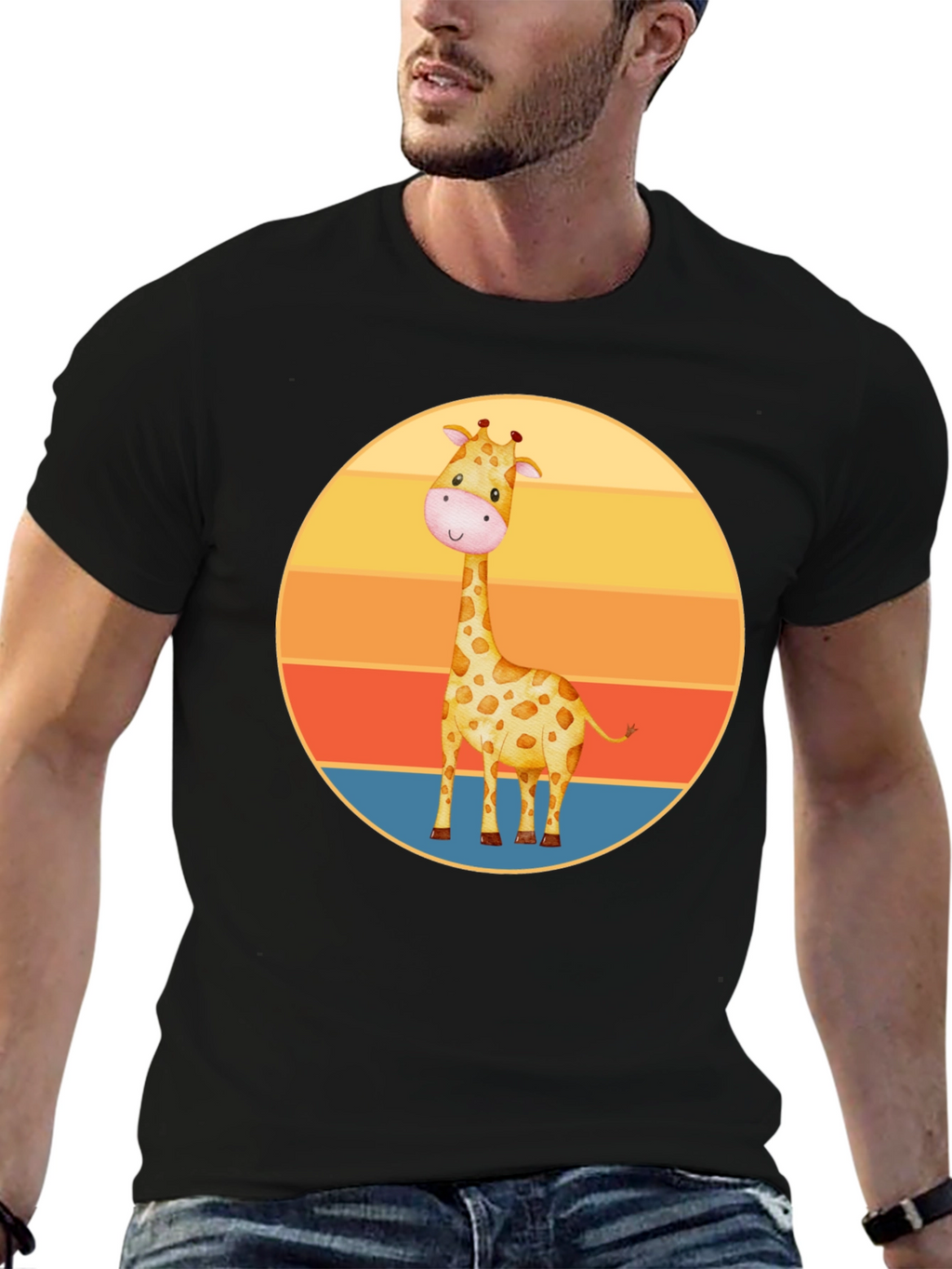 Cute Giraffe Sunset Graphic Tee