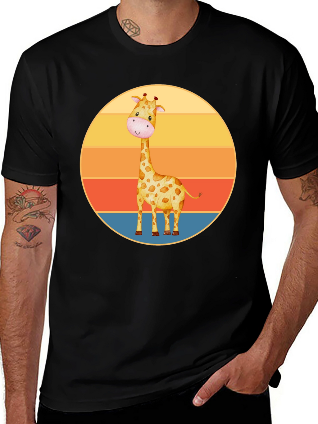 Cute Giraffe Sunset Graphic Tee