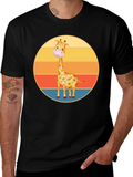 Cute Giraffe Sunset Graphic Tee
