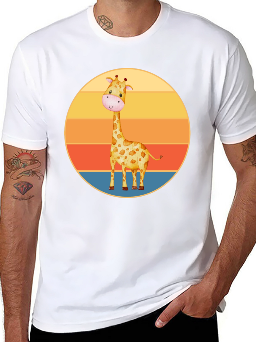 Cute Giraffe Sunset Graphic Tee