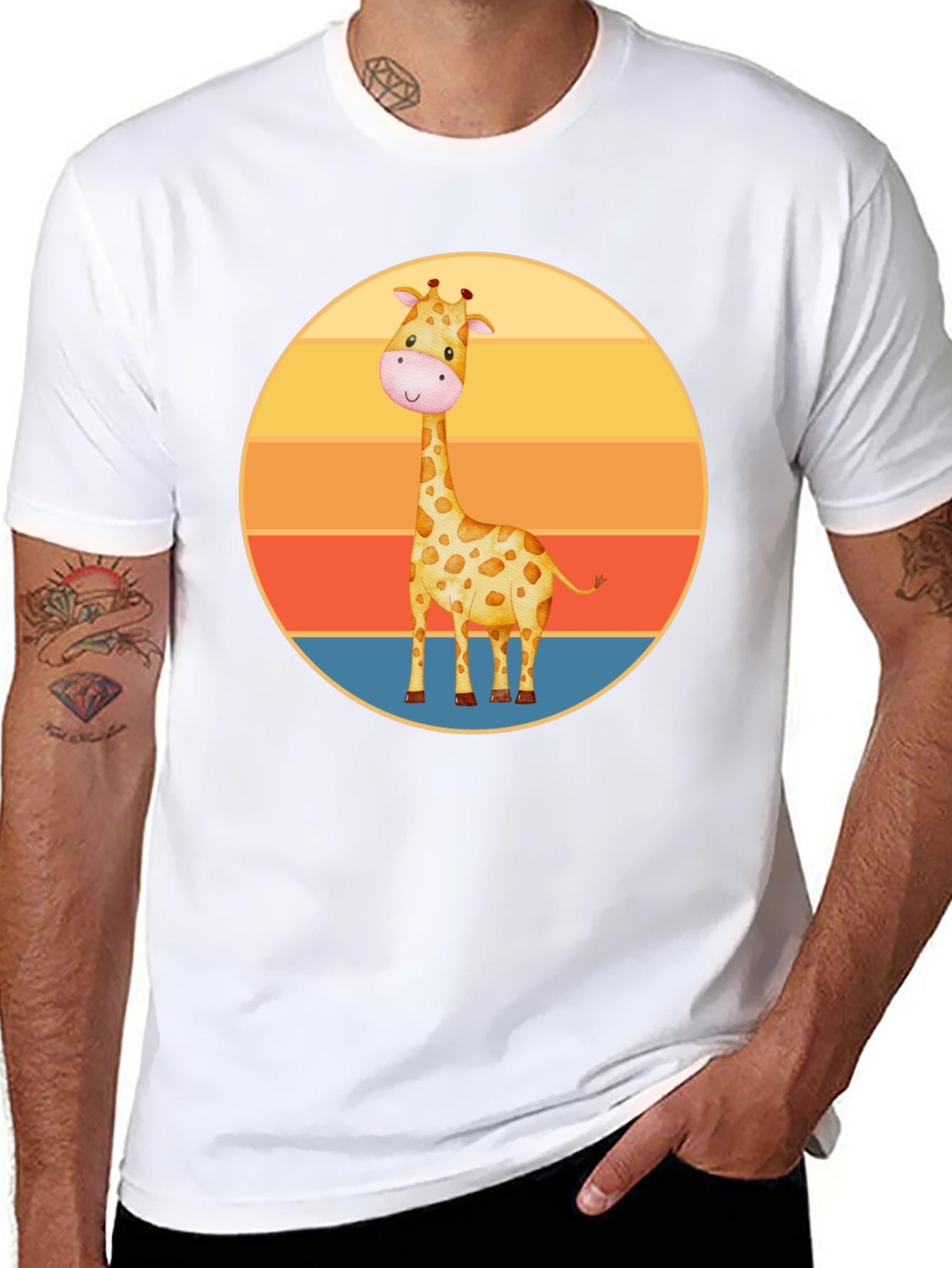Cute Giraffe Sunset Graphic Tee