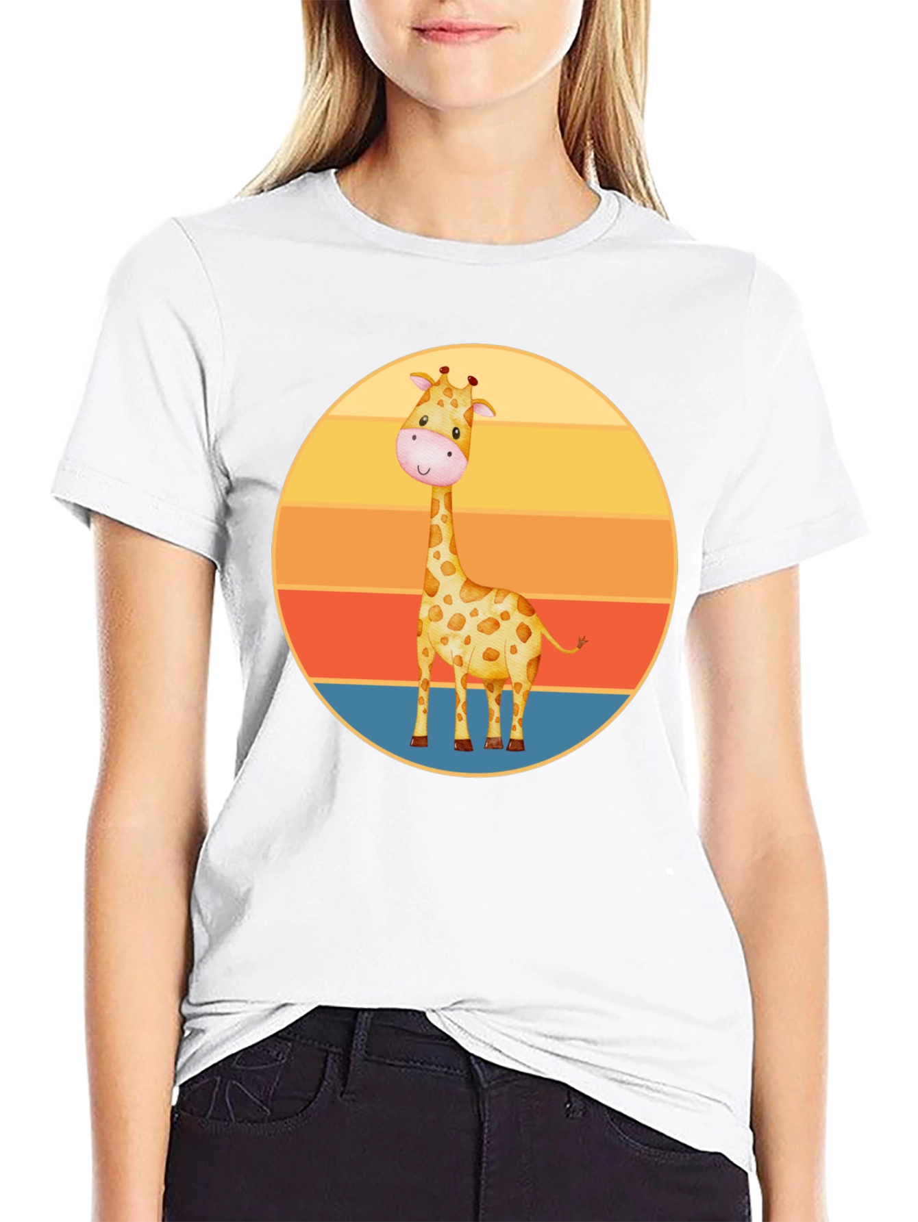 Cute Giraffe Sunset Graphic Tee