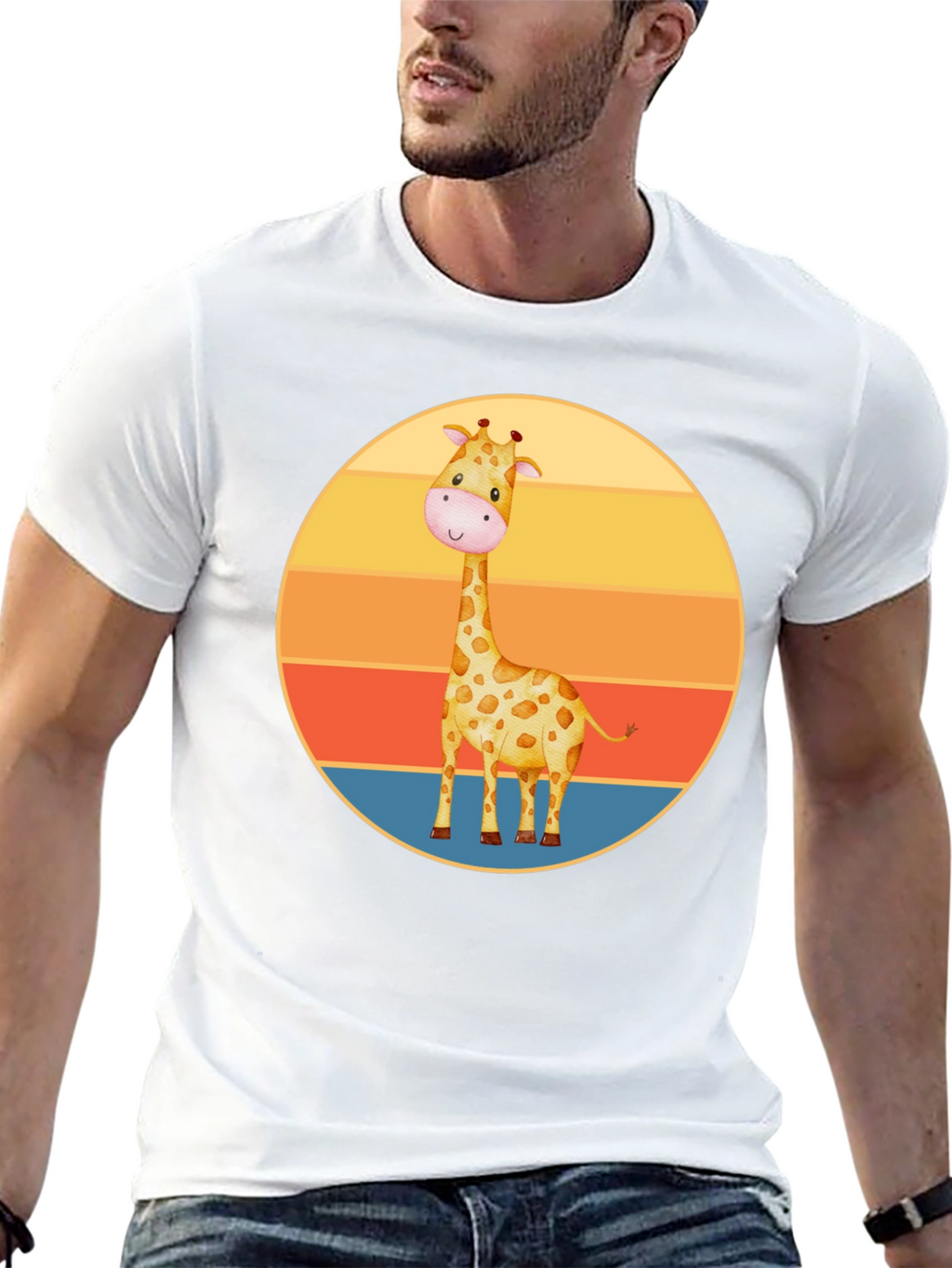 Cute Giraffe Sunset Graphic Tee