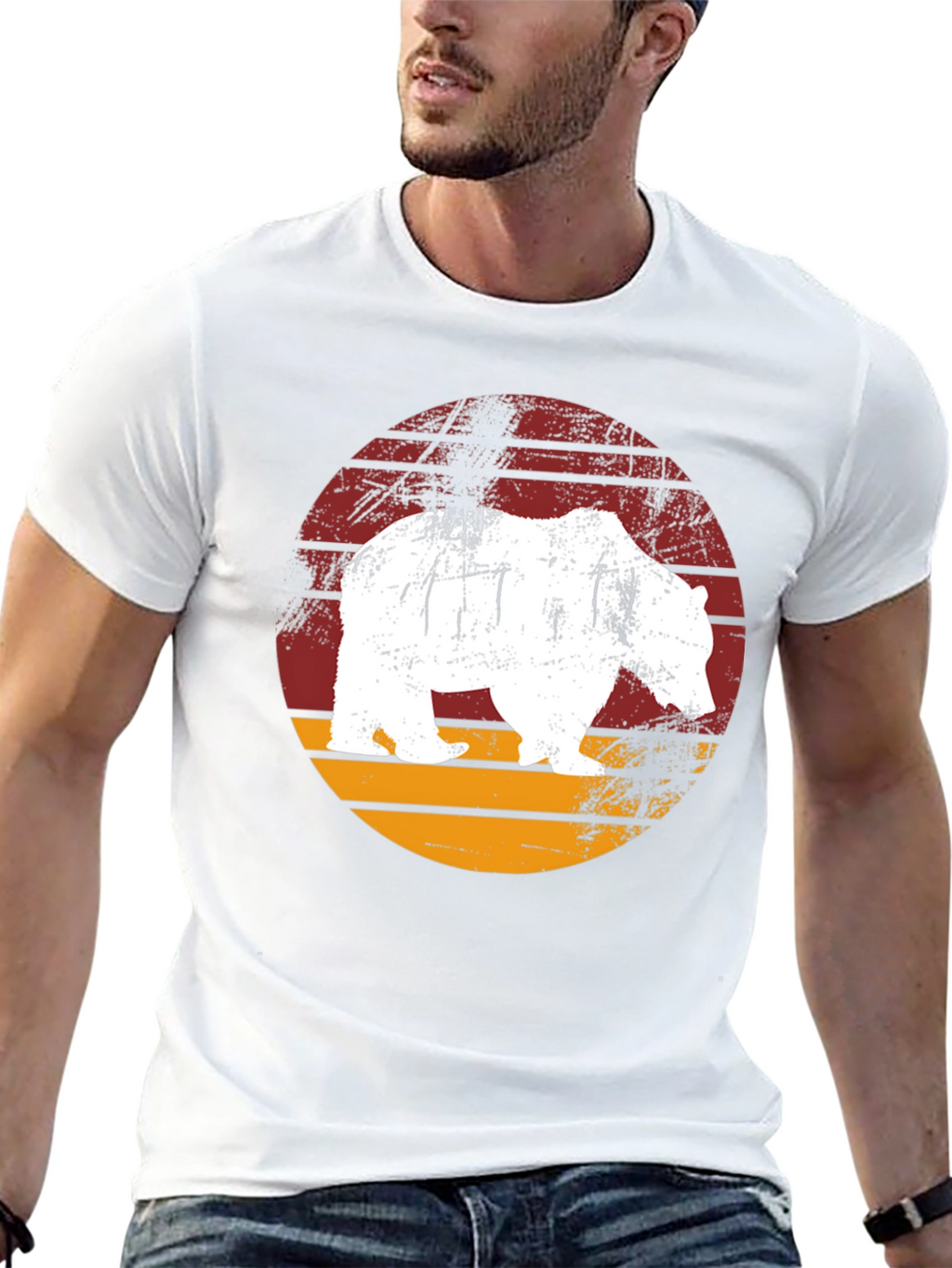 Bear Graphic Print Crew Neck T-Shirt
