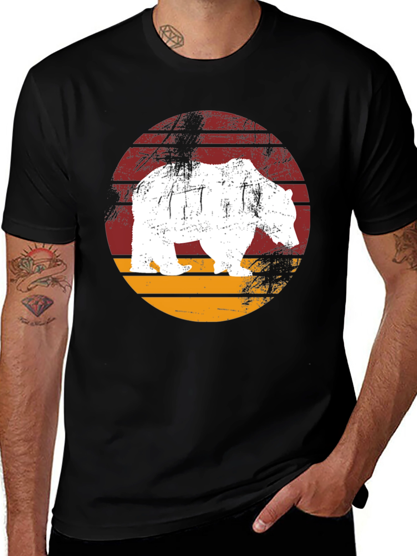 Bear Graphic Print Crew Neck T-Shirt