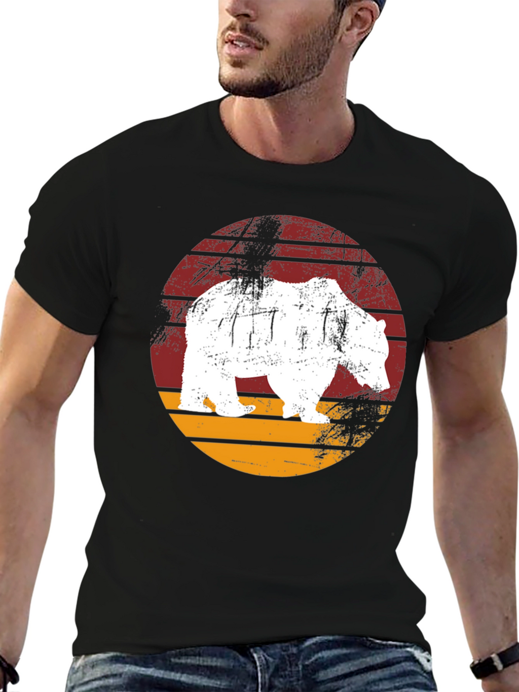 Bear Graphic Print Crew Neck T-Shirt