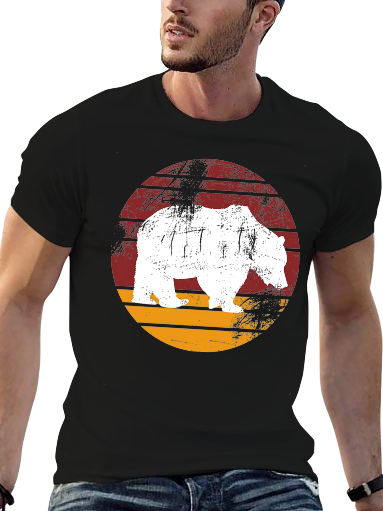 Bear Graphic Print Crew Neck T-Shirt