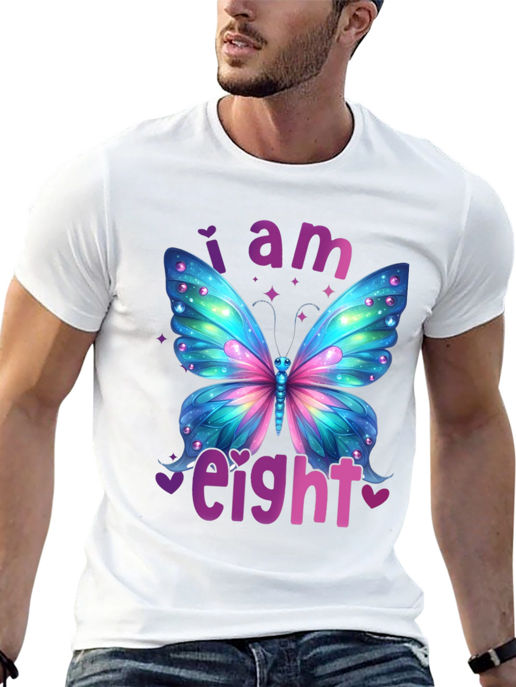 I am Eight Butterfly Birthday T-Shirt
